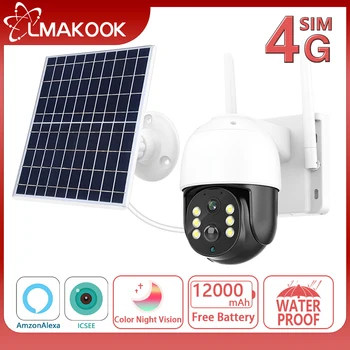 LMAKOOK 5MP 4G כרטיס ה SIM-הסוללה השמש מעקב מצלמת PIR האנושי זיהוי ראיית לילה מצלמות אבטחה PTZ WIFi מצלמה iCsee