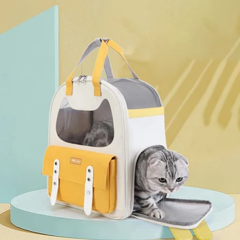 חתול תרמיל נייד מחמד נושאת תיק לנשימה רשת תיק כתף חתול נסיעות חיצונית תיק עם איכות גבוהה רוכסן