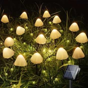 חיצוני LED סולארית אורות מחרוזת פטריות מנורה 8 מצבי פיות נתיב הדשא נוף גינת פטיו גרלנד חג מולד קישוט