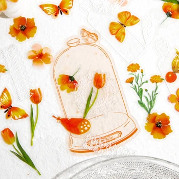 40 חבילות הסיטוניים שקוף מדבקה בקבוק לשתול פרחים פרפר אמנות רכים צבעוניים DIY חומרים דקורטיביים עמיד למים