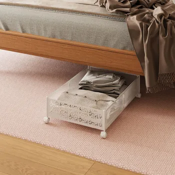 אחסון מתלה בגדים ארגונית תחת הביתה למיטה נשלפת-מרחב savingIron ספר אמנות עם גלגלת מלתחה ארגונית