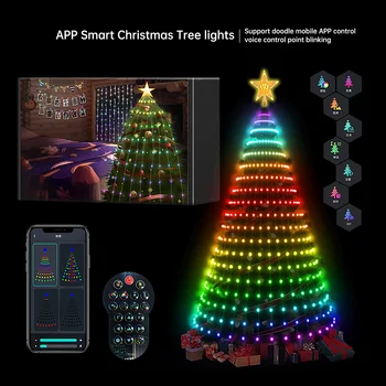 אפליקציה חכמה אורות עץ חג המולד DIY Bluetooth נקודת שליטה הסימפונית LED RGB אור מחרוזת חג מולד קישוט אווירה אורות