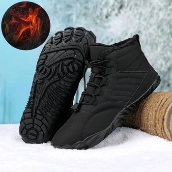 חורף חמים מגפי גברים נעליים עמיד למים מגפי שלג בחוץ חמים מגפי קרסול לגברים החלקה פרווה נעלי נעלי גודל 37-47