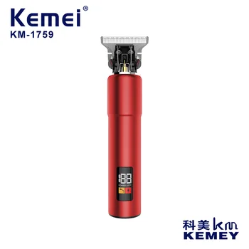 kemei גוזם שיער km1759 נטענת USB קליפר שיער עמיד למים שמן ראש קליפר חריטה הלבנת LCD גוף מתכת 10W