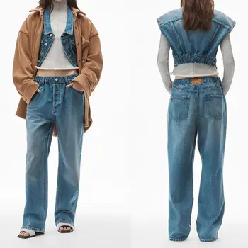 נשים אלסטי המותניים אופנה ג 'ינס מקרית חופשי הגברת מכנסי ג' ינס 2022 חדש