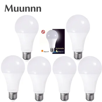 Muunnn הובילה E27 החשכה עד עלות השחר חיישן אור הנורה 12W 9W 7W 5W AC 85-265V יום לילה אור אוטומטי/כיבוי מנורת LED Smart עבור גן