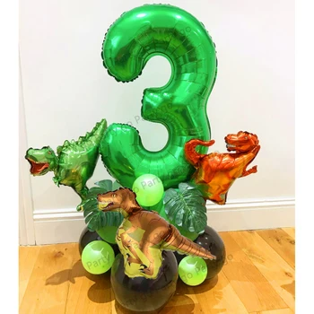 21pcs/סט ג ' ונגל טרופי מסיבת בלונים מיני דינוזאור בלון ספארי עלה דקל מסיבת יום הולדת קישוטים ילדים תינוק מקלחת