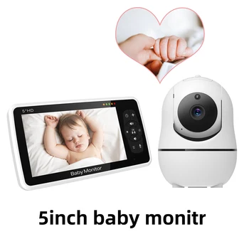 5 אינץ ' Wireles בייבי מוניטור האינטרקום אבטחה תינוק וידאו מצלמה ביבי המטפלת HD ראיית לילה PTZ שירי ערש ניטור טמפרטורה