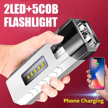 מיני נייד אולטרה בהירים, פנס LED כפול מקור אור נטענת USB חיצוני קמפינג דיג תאורה לפיד