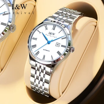IW מזדמן אופנה מכאנית נשים שעון יוקרה ספיר זכוכית אוטומטי שעון פשוט לוח פלדה אל חלד שעון עמיד למים
