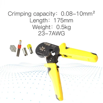 כיכר crimping פלייר 0.08-10mm2 23-7AWG על צינור סוג סוג מחט מסוף התאמה ידנית גבוה דיוק כלים 0.08-10mm2