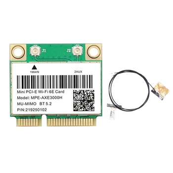 MPE-AXE3000H Wifi כרטיס+אנטנת Wifi 6E 2400Mbps Mini PCI-E עבור BT 5.2 802.11 AX 2.4 G/5G/6Ghz כרטיס רשת Wlan