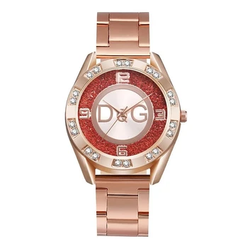 Relogios Femininos 2023 חם מכירות DQG המותג רוז שעון זהב נשים גבירותיי אופנה קריסטל השמלה קוורץ שעוני יד Relojes Mujer