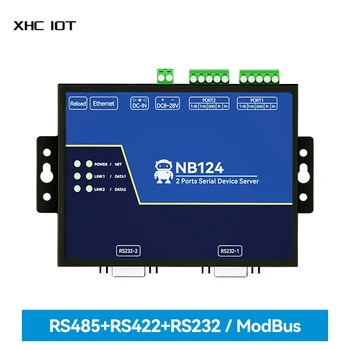 מבודד 2-ערוץ סדרתי שרת XHCIOT NB124 RS232/422/485 RJ45 Modbus Gateway TCP/UDP/MQTT ב-הפקודה לבנות-תוך שמירה