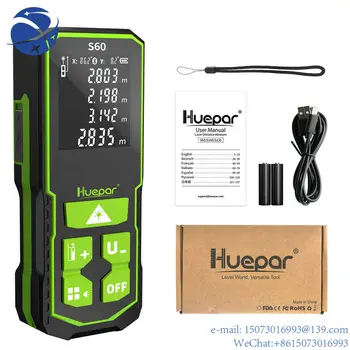 Huepar S60 לייזר מרחק מטר 60M אלקטרוני רולטה LCD דיגיטלי, מד טווח טרינה מטרו מדידה בסרגל כלי הבדיקה