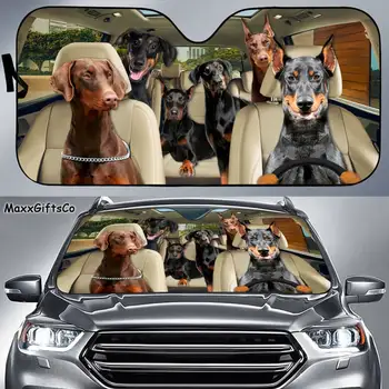 דוברמן המכונית שמש, צל, דוברמן השמשה הקדמית, כלבים המשפחה שמשיה, דוברמן אביזרי רכב, דוברמן אוהבי מתנות, מכונית Decorati