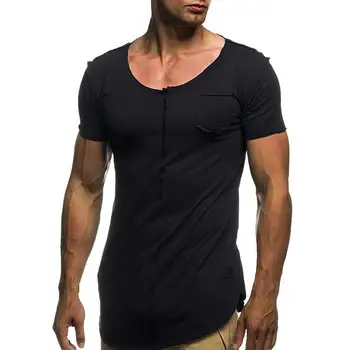 לא.2 A1126 שרוול מוצק חולצת הטריקו של הגברים מזדמן קיץ גבי חולצות טי Mens כושר סלים camiseta MY071