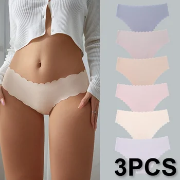 3PCS תחתוני נשים נקבה תחתונים ללא תפרים עלייה נמוכה גל משי לנשימה תקצירים גבירותיי הלבשה תחתונה Pantys תחתונים