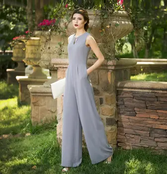 2022 נשים קיץ סרבל מסיבת סרבל Rompers שיפון רחוב אלגנטי צבע אפור באורך מלא בגדי אופנה 3XL 4XL