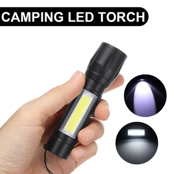 חיצונית מנורת פנס קמפינג נייד LED לפיד מיני עמיד למים פנס Zoomable להתמקד לפידים אור נטענת USB
