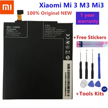שיאו mi המקורי החלפה סוללה עבור Xiaomi Mi 3 M3 Mi3 BM31 מקורי הסוללה של הטלפון 3050mAh+מתנה כלים +מדבקות