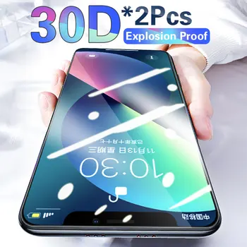 2PCS 30D מזג זכוכית מגן מסך לאייפון 15 14 13 12 11 Pro מקס Xs X XR זכוכית מגן מסך iPhone 15 14 ועוד