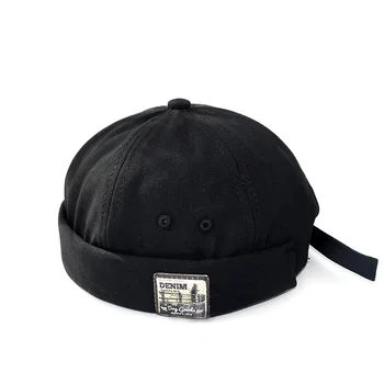 Brimless כובעים לגברים דוקר כובע ג ' ינס Brimless כובע רטרו הפוך כובע משובח התגלגל ביני גולגולת כובע מתכוונן