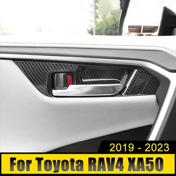 עבור טויוטה RAV4 XA50 2019 2020 2021 2022 2023 רב 4 היברידית ABS הרכב דלת פנימית ידית הקערה לכסות מקרה לקצץ מדבקות אביזרים