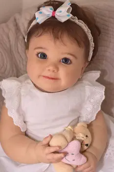 תינוק שרק נולד 24 אינץ ' כבר צבוע מוכן מחדש בובת ילדה נסיכה לתפור 3D עור נראים לעין ורידים ביד מושרש שיער