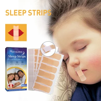 60Pcs לישון רצועת אנטי-נחירות הפה הקלטת לטוב האף נושם ילדים למבוגרים לשפר את הלילה ישן להפסיק לנחור מדבקה
