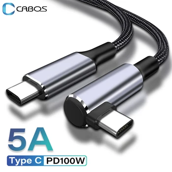5A USB C סוג C כבל משטרת 100W טעינה מהירה כבל מסוג C 3.1 נתונים כבל 90 מעלות מרפק USB C עבור Samsung Xiaomi Huawei iPad