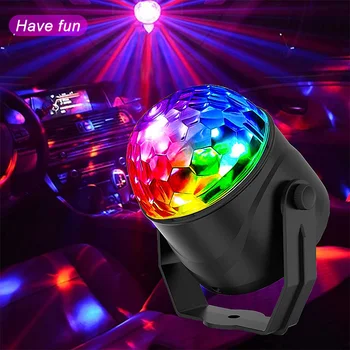RGB כדור דיסקו מסיבת אורות קול הופעל דיסקו אור Led של מקרן מהבהבים המנורה על מסיבת יום הולדת מועדון רכב בר קריוקי