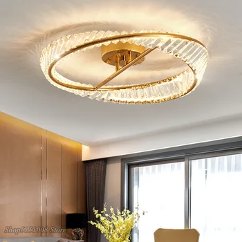 יוקרה טבעת נירוסטה אור תקרת קריסטל מנורת תקרה חדר שינה סלון מטבח נברשת מקורה עיצוב הבית גופי