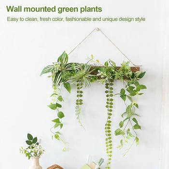 מלאכותי, צמחים תלויים קישוטים עם לוח העץ ירוק שרשרת מקורה חיצונית הביתה קיר בעיצוב ירוק חג המולד טיפה קישוטים