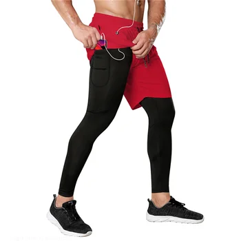 2023 חדש ספורט גברים אלסטי לנשימה שני חלקים כפולה-סיפון אימוני אופנה מכנסיים טרנינג ייבוש מהיר של גברים מכנסיים