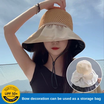 קרם הגנה כובע נשים הגנת UV אביב&סתיו חדש מגומי שחור שמשיה כובע גדול ברים תיירות דייג הקיץ דלי הכובע