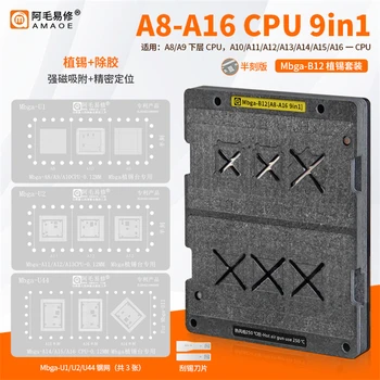AMAOE Mbga-B12 A8-A16 CPU Reballing סטנסיל תחנת ערכות עבור iPhone X XS XSMAX 11 12 13 14 סדרת Pro/מקס מיני מתקן
