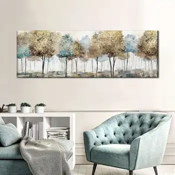 פנורמי מופשט אביב עצים בד להדפיס ציור הפוסטר הביתה תפאורה קיר אמנות קישוט תמונה בסלון ספה