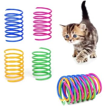 חתול אביב צעצועים 4Pack צבעוני סלילי הגורים יצירתי אספקה ספירלת מעיינות הגליל אינטראקטיבי צעצוע לחתולים גורים לקטול