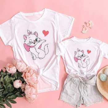 חדש מגניב אופנה חולצת נשים מארי חתול הדפסה ילדים חולצת טי דיסני חתולים בצמרת 