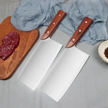 עבודת יד סיני סכין מטבח N690 פלדה מזויף קליבר ידית עץ קצבים מסורתי שף כלי הבישול