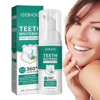 קצף משחת שיניים 60ml שיניים קצף משחת שיניים הלבנות שיניים שיניים צהובות תיקון, מקדם מנטה Freshing & נקי אוראלי נשימה