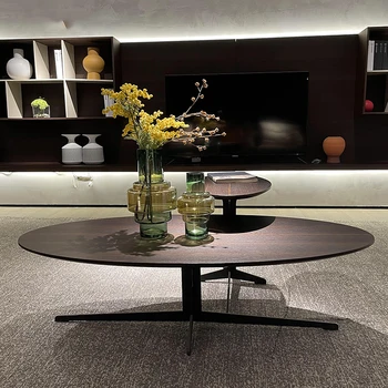 מינימליסטי מודרני עיצוב איטלקי יוקרה קפה השולחן העגול עץ בישיבה שולחן קפה שולחן באס דה סלון ריהוט הבית