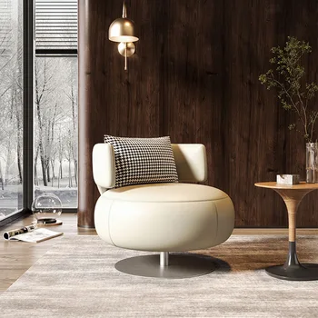 סיבוב המודרני סלון כסאות נורדי יוקרה מעצב כסאות ספה המשרד קריאת הגן עור Sillon טרקלין סוויטה ריהוט