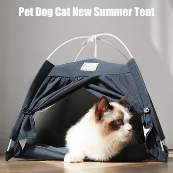 2023 לחתולים קיפול מלונה להסרה כותנה, פשתן אוהל קטן בגודל בינוני, כלבים וחתולים, חיות מחמד אביזרים המשחק Nesk