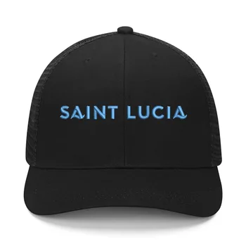 סנט לוסיה דגל רקמה כובע Mens Womens ספורט כובע בייסבול לנשימה רשת הקיץ מגן השמש הכובעים בהזמנה אישית כובעי לוגו