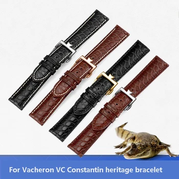 שכבה ראשונה עור אוניברסלי לצפות רצועה על Vacheron Constantin VC הצמיד של גברים עור תנין רצועת שעון 19mm 20mm 21mm