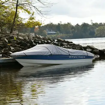 מכחיש V-גוף המעבורת העגינה סירה מכסה, עמיד למים, עמיד UV, גודל BT-3 16'-18 זמן, 90