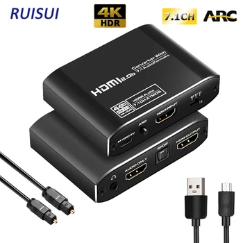 4K 60HZ HDMI 2.0 b ממיר HDMI Audio Extractor עם Dobly 7.1 אטמוס להקיף את תמיכת ערוץ HD-MI אופטי TOSLINK SPDIF