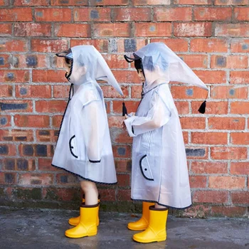 חדש אווה ילדים ילדים מעיל עמיד למים פונצ 'ו גשם שקוף סיור קפוצ' ונים מעיל סטודנט Rainsuit מכסה מגן